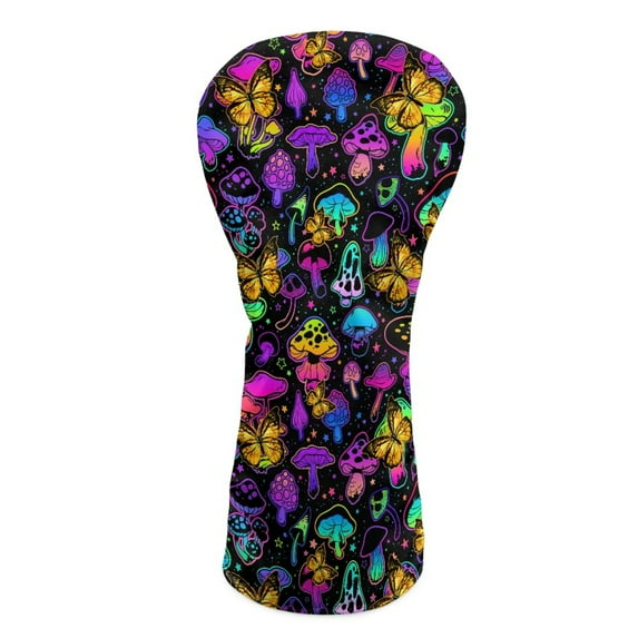 Yuyamidu Hippie Mushroom Golf Club Headcover Butterfly Golf Head Protective Cover Waterproof PU Leather Driver Fairway Wood Hybrid Head Cover for Women
