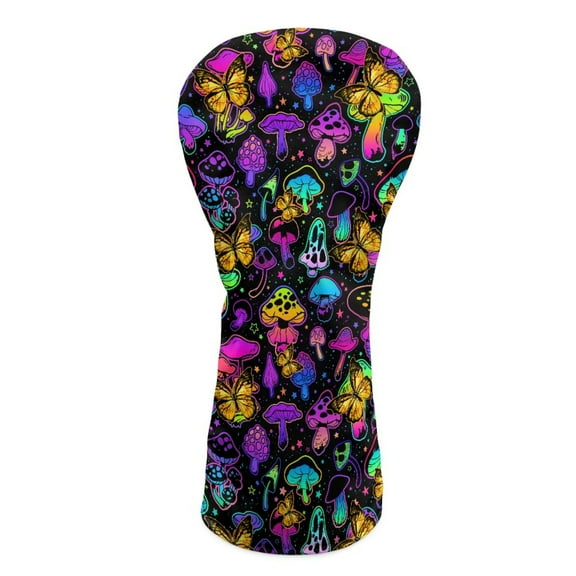 Yuyamidu Hippie Mushroom Golf Club Headcover Butterfly Golf Head Protective Cover Waterproof PU Leather Driver Fairway Wood Hybrid Head Cover for Women