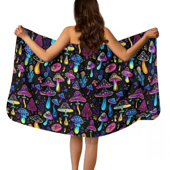 Yuyamidu Hippie Mushroom Shower Towel Wrap for Women Comfy Body Towel Wrap Size M Home Spa Bath Towels for Bathroom Shower Wrap Robe with Adjustable Closure