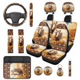 thumbnail image 1 of Yuyamidu Horse Car Seat Cover with Steering Wheel Cover Seat Belt Strap Pad Sunflower Armrest Cover Aztec Auto Headrest Covers Coasters Key Ring 14 PCS, 1 of 7