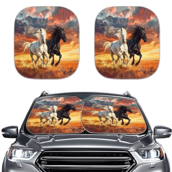 Yuyamidu Horse Car Sun Shade Blue Windshield Shades for SUV Van Sedan 2 Pack Sunset Sun Shades for Car Windows Auto Decorative Accessories, Easy to Install