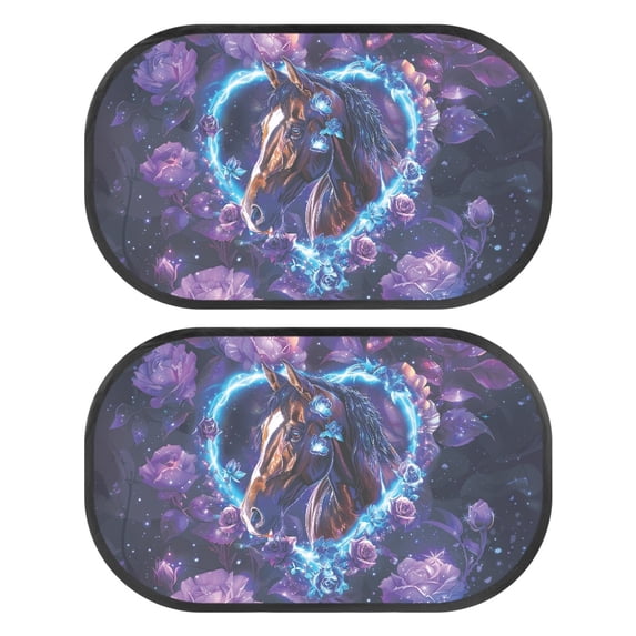 Yuyamidu Horse Car Window Shades for Side Window Purple Rose Side Window Sun Shade for SUV Trucks Glare Shield and Sun Protection 2 Pack Heart Baby Sunshade for Car Back Window