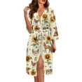 thumbnail image 1 of Yuyamidu Horse Robes for Women Plus Size L Sexy Long Sleeves Bathrobe Sleepwear Chicken Kimono Dress Lightweight Long Nightgown Sunflower Dressing Gown Robe, 1 of 7