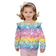 thumbnail image 1 of Yuyamidu Horse Sweatshirt for Girls 2T 3T Rainbow Striped Long Sleeve Ruffle Shoulder Crewneck Sweatshirts Pullover Tops Y2K Outfits Soft Cozy Everyday Clothes for Fall, 1 of 8