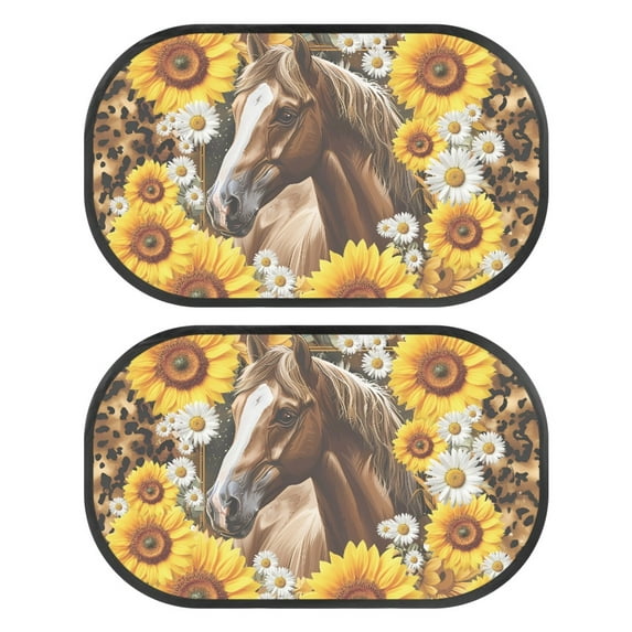 Yuyamidu Horse Windows Shades for Car Baby Sunflower Car Window Sun Shades Daisy Auto Rear Sunshade for Side Window for Most Vehicles Cling Car Sun Shade for Windows