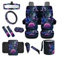 thumbnail image 1 of Yuyamidu Hummingbird Car Front Back Seat Covers Purple Rose Steering Wheel Cover Seat Belt Pad Garbage Bin Armrest Cover Pad Rearview Mirror Cover Universal Handbrake Cover Set Coasters, 14 PCS, 1 of 7