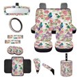 thumbnail image 1 of Yuyamidu Hummingbird Car Seat Covers Full Set of 14 Flower Steering Wheel Cover Seat Belt Pads Garbage Bag Armrest Cover Handbrake Cover Set Rear View Mirror Protector Coasters Fit for SUV Van Truck, 1 of 7