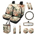 thumbnail image 1 of Yuyamidu Hummingbird Car Seat Covers Set of 13 Car Seat Belt Pad Cover Steering Wheel Cover Trash Can Rear View Mirror Cover Cup Coasters Keychains Flowers Chapstick Holder Easy to Install, 1 of 5