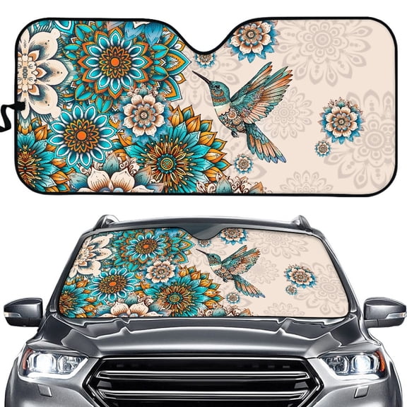 Yuyamidu Hummingbird Car Sunshade for Windshield Sun Shade Dahlia Automotive Sun Protection Visors Portable Car Windshield Cover Universal Car Interior Accessories