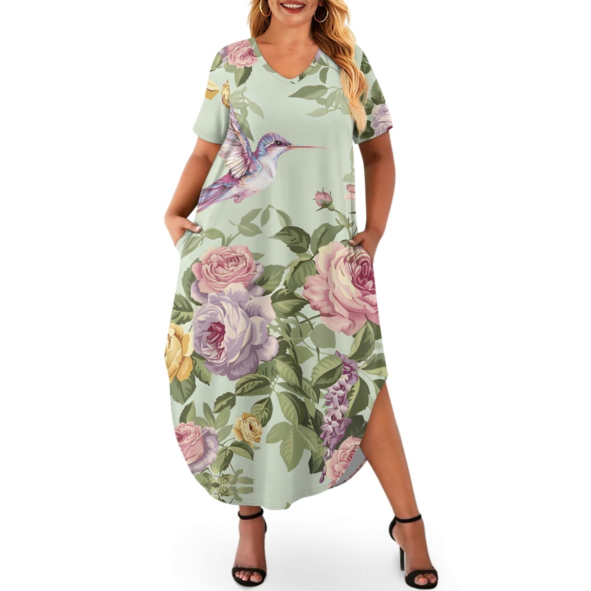 Yuyamidu Hummingbird Elegant Dresses for Women Formal Occasion Dress Plus Size 2XL Flower Long Length Dresses Casual Dress Short Sleeve Green Sexy V Neck Dress with Pockets - Walmart.com Yuyamidu Hummingbird Elegant Dresses for Women Formal Occasion Dress Plus Size 2XL Flower Long Length Dresses Casual Dress Short Sleeve Green Sexy V Neck Dress with Pockets - Walmart.com