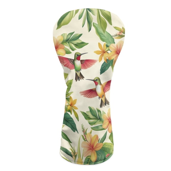 Yuyamidu Hummingbird Golf Club Head Covers Orange Flowers PU Leather Golf Head Covers for Driver Headcover, Fairway Wood Head Cover, Hybrid Head Cover