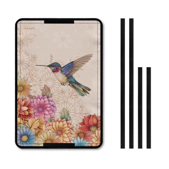 Yuyamidu Hummingbird RV Door Window Shade Cover Boho Flower Blossom Travel Trailer Door Window Protective Cover Foldable Camper RV Window Shade