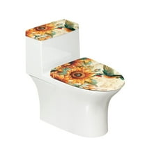 Yuyamidu Hummingbird Toilet Lid Cover Set with Elastic Edge Sunflower Toilet Tank Cover 2 Pieces Soft Stretch Toilet Cover Decor Fit Most Round Elongated Oval Toilet