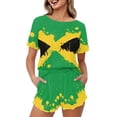 thumbnail image 1 of Yuyamidu Jamaica Flag Women's Summer Sleep Pajamas Cooling Short Sleeve O-Neck Top & Lightweight Lounge Shorts Casual Homewear, Green, 1 of 7