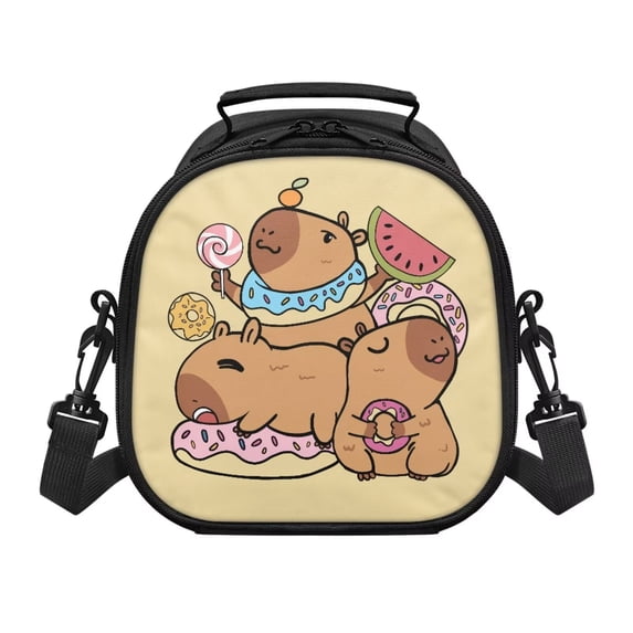 Yuyamidu Kawaii Capybara Kids Lunch Box Bag Insulated and Lightweight, Large Capacity Lunch Tote with Adjustable Strap for School