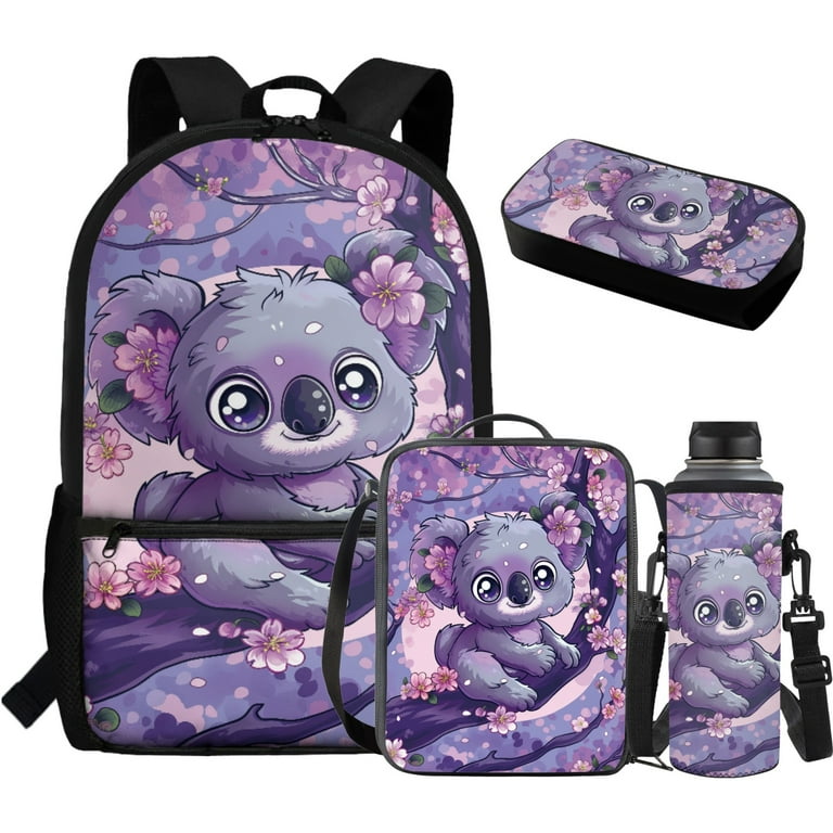 Yuyamidu Koala Bookbag and Lunch Box Set for Girls 6-8 Middle