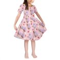 thumbnail image 1 of Yuyamidu Koala Dress Girls Short Sleeve Dress Soft Round Neck Pleated Dress Kids Strawberry Twirly Skater Dress Lightweight Summer Party Dresses 13-14 Years, Pink, 1 of 6