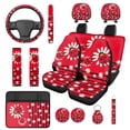 thumbnail image 1 of Yuyamidu Ladybug Car Seat Cover Daisy Steering Wheel Cover Red Seatbelt Pads Auto Armrest Cover Headrest Covers Coasters Keychain 14pcs Car Accessories, 1 of 7