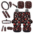 thumbnail image 1 of Yuyamidu Ladybug Car Seat Cover Split Covers Set Daisy Car Steering Wheel Cover Seat Belt Pads Sunshade Gear Shift Cover Hand Brake Cover Rearview Mirror Cover Cup Holder Wrist Key Chain 16 PCS, 1 of 7