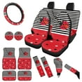 thumbnail image 1 of Yuyamidu Ladybug Car Seat Covers Front Rear Full Set Cute Car Floor Mats Steering Wheel Cover Seat Belt Pads Coasters Handbrake Cover Set, 15 PCS, 1 of 6