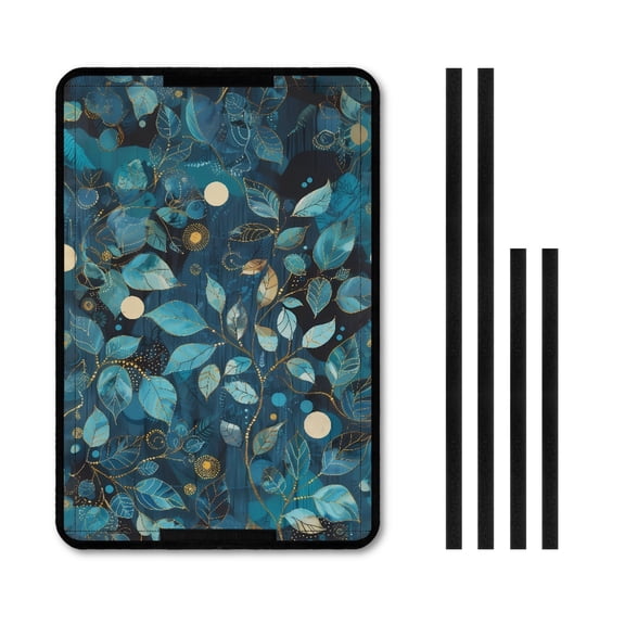 Yuyamidu Leaves RV Door Window Shade 26'' x 17.3'' Foldable RV Sun Shade Dark Blue Blackout & Blocking Light Window Cover, Window Sunshade for RV Camper Trailer Accessories