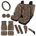 thumbnail image 1 of Yuyamidu Leopard Print Car Seat Covers 15 PCS Fashion Car Seat Cover Set Floor Mats Steering Wheel Cover Seatbelt Strap Pad Cup Coasters Handbrake Cover Set, 1 of 6