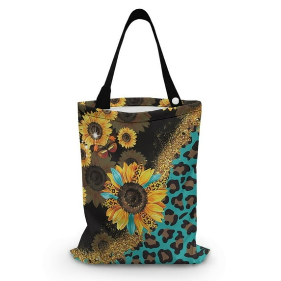 Yuyamidu Leopard Print Car Trash Bag Sunflower Car Rubbish Bin Accessories for SUV Van Collapsible Automotive Trash Container Hanging Car Garbage Bag
