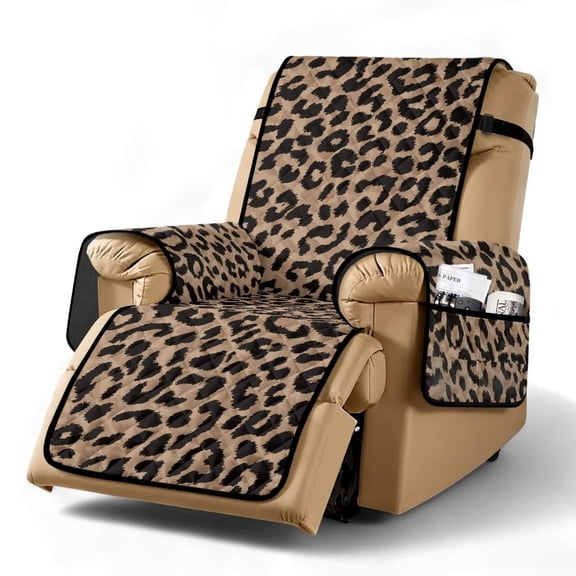 Yuyamidu Leopard Print Recliner Chair Cover Sofa Slipcover with Pockets Soft Comfy Recliner Chair Protector for Pets Easy to Install Reclining Cover Home Decor Gift for Holiday