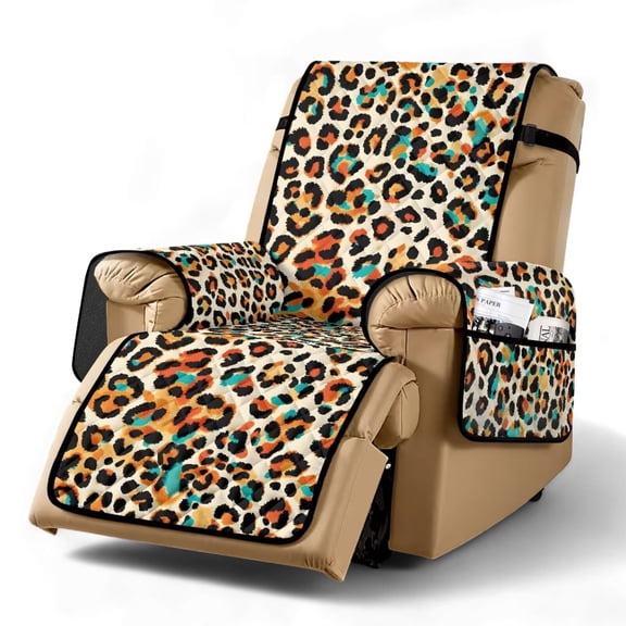 Yuyamidu Leopard Print Recliner Chair Cover Sofa Slipcover Waterproof Stretch Recliner Couch Protector for Living Room Replacement Reclining Chair Cover Furniture Protector