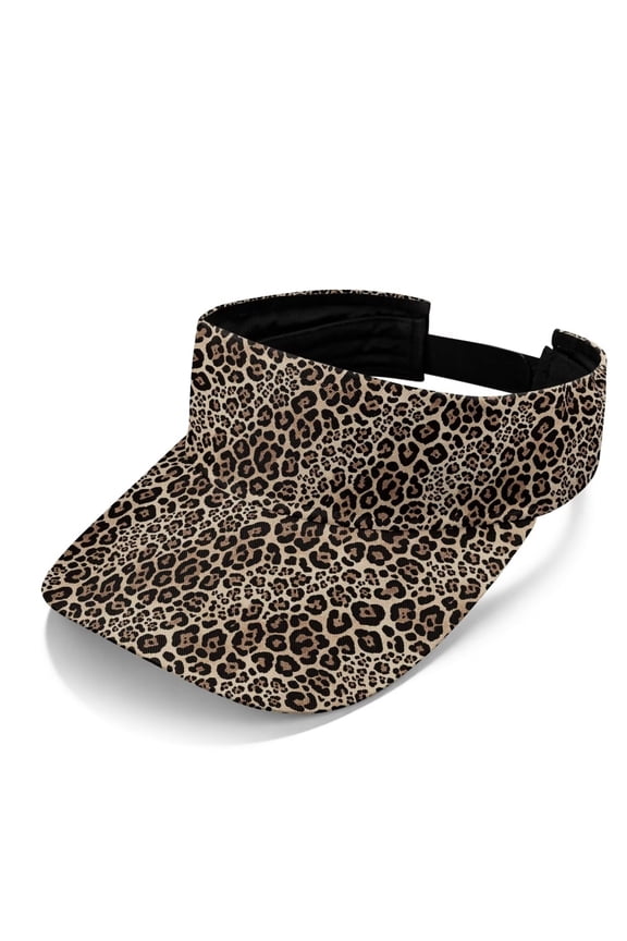 Leopard Print Sun Visor Hat for Women Men Adjustable Summer Beach Visor Lightweight Open Top Sun Visor Cap for Fishing