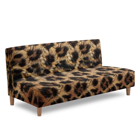 Yuyamidu Leopard Print Waterproof Futon Cover for Home Non Slip Armless Futon Bed Cover with Elastic Edge Soft Stretch Sofa Bed Slipcover Protector for Living Room Home Decor