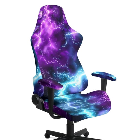 Yuyamidu Lightning Print Gaming Chair Cover 4 Piece with Armrest Covers Soft Gaming Chair Covers Slipcovers Scratch Proof Removable Protector for Reclining Racing Gaming Game Chairs