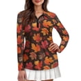 thumbnail image 1 of Yuyamidu Maple Leaves Women's Golf Shirt Fall Long Sleeve 1/4 Zip Athletic Tennis Shirts Stylish Christmas Workout Shirts for Women Size XS, 1 of 8