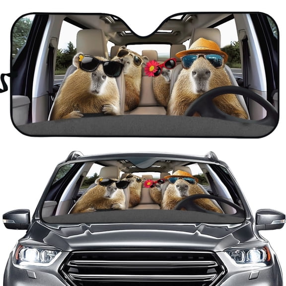 Yuyamidu Marmot Car Sun Shade Universal Auto Sun Visor Vehicle Accessories for Truck SUV Van Foldable Automotive Front Windshield Sunshade Keeps Out UV Rays