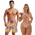 thumbnail image 1 of Yuyamidu Matching Swim Suits Couples Hippie Swimsuits for Women Floral Bikini Swim Trunks for Men Swim Shorts Quick Dry Shorts No Lining Halter Cheeky Triangle String Bathing Suits Man 2XL, 1 of 7