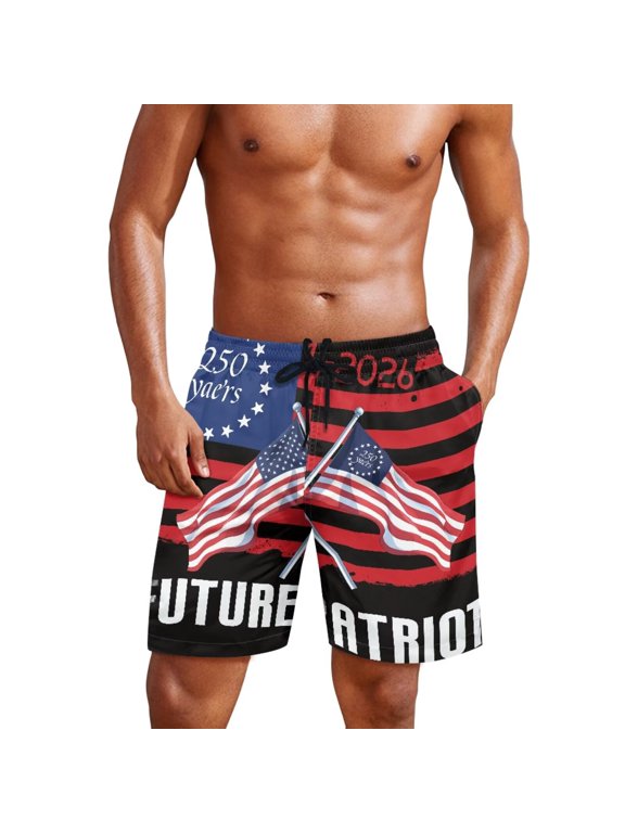 Men's Swim Trunks 250 Years Swimtrunk Swimming Shorts 250th Anniversary 4th of July 2026 Swim Trunks Quick Dry Beach Shorts Future Patriot Man M