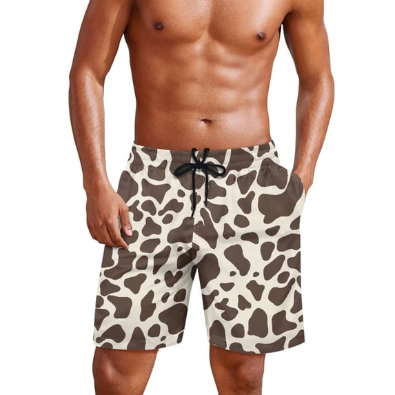 Yuyamidu Mens Bathing Suit Cow Print Swim Trunks Summer Beach Vacation Tropical Shorts Quick Dry Board Shorts Bathing Suits with Pockets for Beach Surfing Swimming Man M