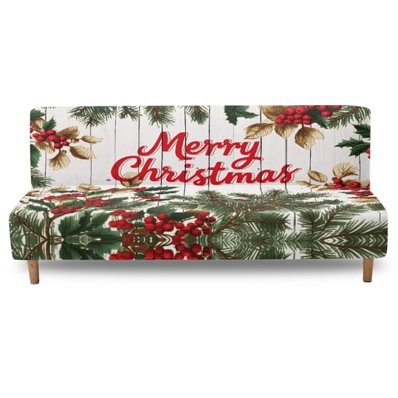 Yuyamidu Merry Christmas Futon Cover Armless Sofa Covers Breathable Stretch Futon Slipcover Easy to Install Rv Jackknife Sofa Covers Gift for Holiday