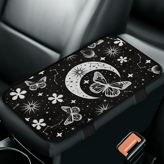Yuyamidu Moon Car Center Console Cover Butterfly Armrest Cushion Cover Soft Center Console Cushion Pad Fit for Most Vehicles Accessories Winter Car Arm Rest Cover Pad