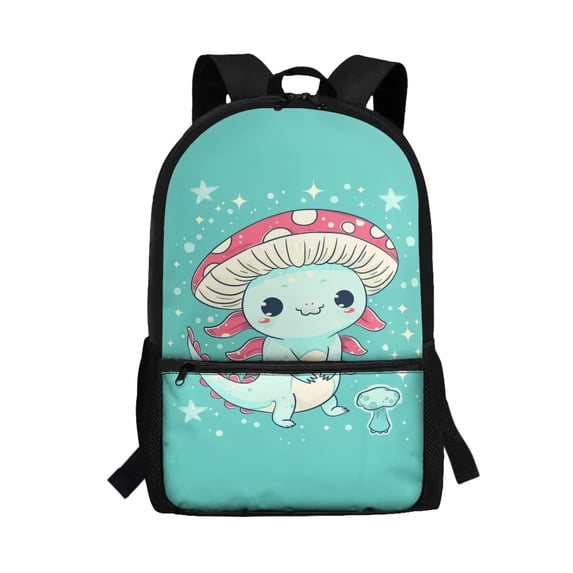 Yuyamidu Mushroom Axolotl Backpack for Girls 6-8 Blue Bookbag for Kids Primary School Bag Children Book Bag Elementary School Backpacks School Supplies