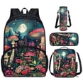 thumbnail image 1 of Yuyamidu Mushroom Backpack and Lunch Bag Set of 4 Flower Book Bag for Girls Primary School Bookbag for Kids 8-12 Children Lunch Bag Pencil Case Water Bottle Bag 5th Grade Student Schoolbag, 1 of 7