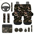 thumbnail image 1 of Yuyamidu Mushroom Car Seat Cover Full Set of 13 Flower Steering Wheel Cover Seat Belt Covers Center Console Cover Cup Coasters Keychain Auto Accessories, 1 of 6