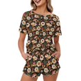 thumbnail image 1 of Yuyamidu Mushroom Daisy Womens Sleepwear Short Sleeve Tops & Pants Lounge Set Round Neck Casual Pjs Nightwear Summer Soft Sleepwear with Pockets, 1 of 7