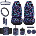 thumbnail image 1 of Yuyamidu Mushroom Front Car Seat Covers Full Set with Steering Wheel Cover Seat Belt Pad Armrest Box Mat Trash Bin Rear View Mirror Cover Cup Holders Keychain Air Vent Pouch, 12 Pack, 1 of 7