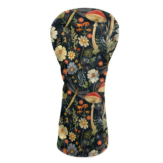 Yuyamidu Mushroom Golf Head Covers for Driver Fairway Woods Hybrid Colorful Flowers Leather Headcovers Fashion Golf Club Head Cobers