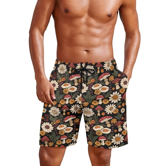 Yuyamidu Mushroom Mens Swim Trunks Quick Dry & Breathable Beach Shorts Vacation Bathing Suits for Summer Swimming Pool Outings Man S
