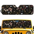 thumbnail image 1 of Yuyamidu Mushroom Windshield Shade for 2018-2024 2025 Jeep Wrangler JL / 2020-2024 Jeep Gladiator JT Accessories Butterfly Front Window Sun Shade Sun Visor Foldable Blocks UV Rays, 1 of 7