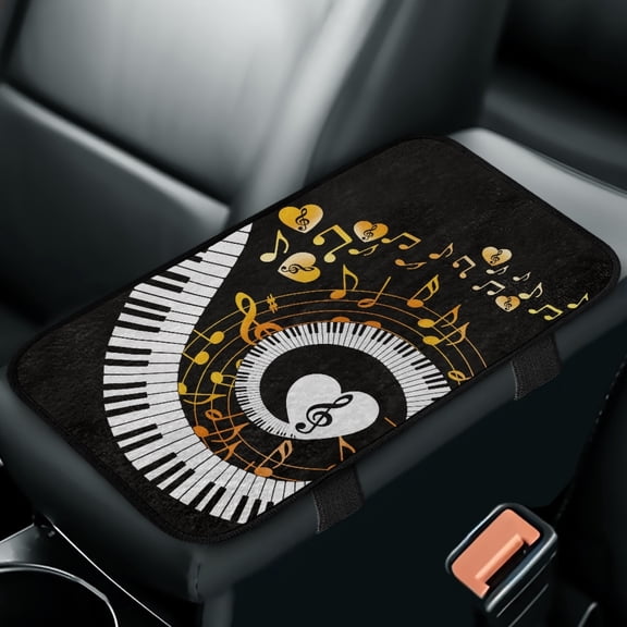 Yuyamidu Music Note Auto Armrest Cover Heart Car Center Console Cover Protector Non-Slip Car Accessories Winter Center Console Armrest Cover for Car Van Sedan