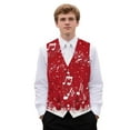 thumbnail image 1 of Yuyamidu Music Note Mens Suit Vest Snowflake Business Casual Dress Waistcoat Vest Size M Christmas Formal Wedding Vests for Suits or Tuxedo, Red, 1 of 7