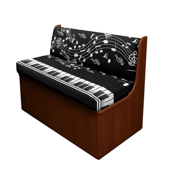 Yuyamidu Music Note RV Dinette Cushion Covers 2 PCS Piano Camper Cushion Slipcover Include 1 Bench Cover 1 Backrest Cover Stretch RV Accessories Decoration, Black